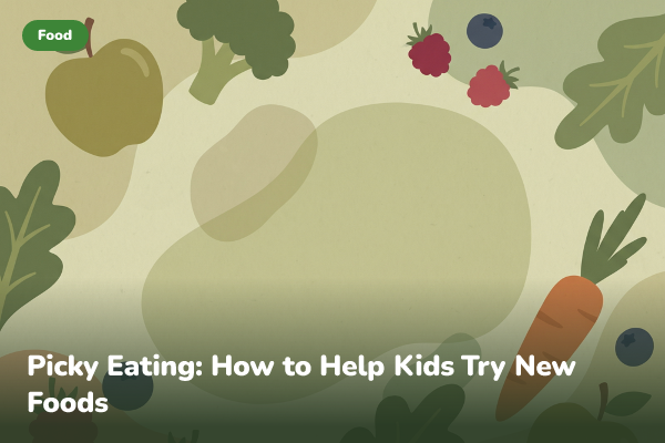 Illustrated banner for Picky Eating: How to Help Kids Try New Foods