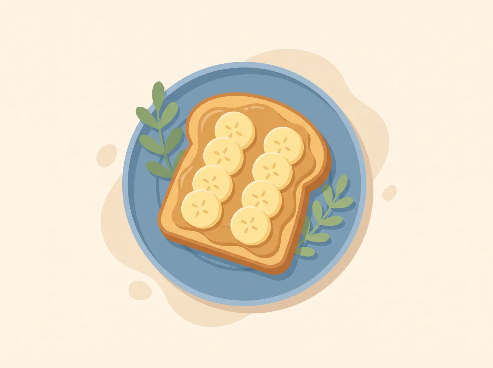Illustrated peanut butter banana toast with a cinnamon drizzle — a family-friendly breakfast recipe