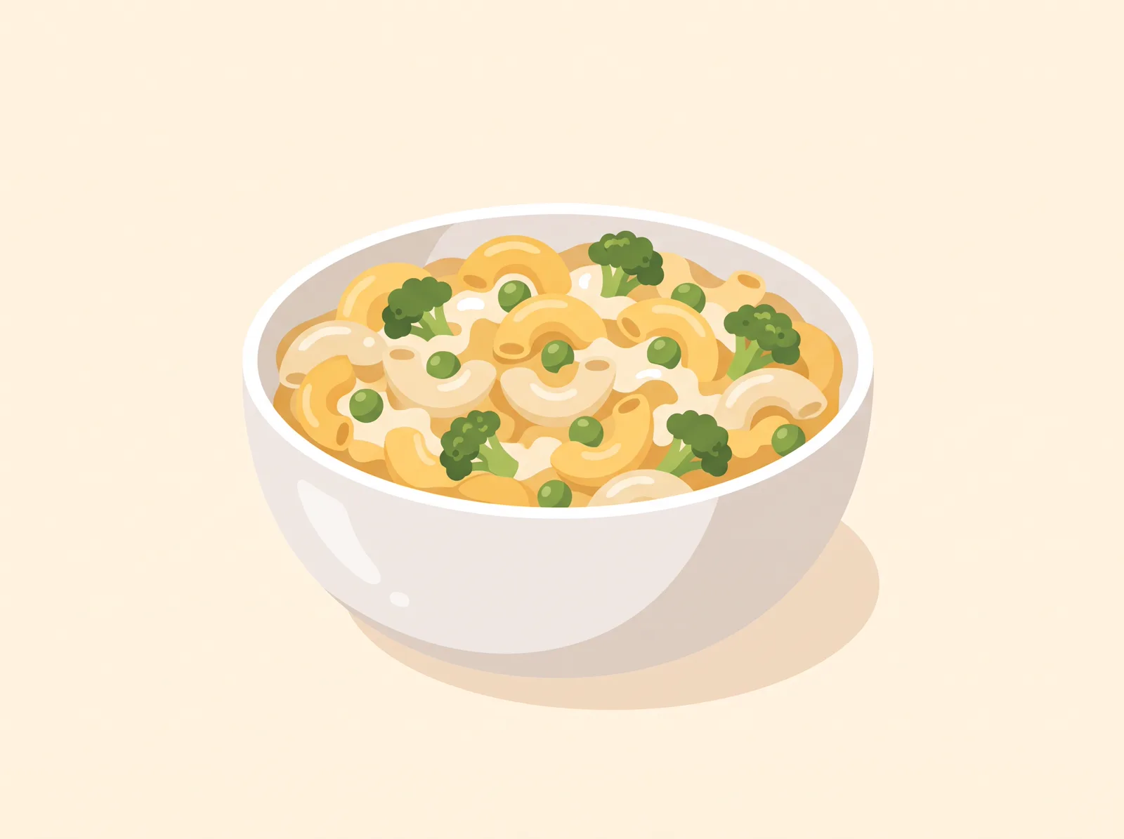 Illustrated veggie mac and cheese with a creamy butternut squash sauce — a family-friendly dinner recipe