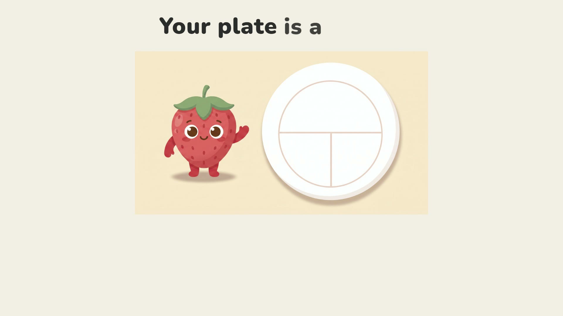 The fruutium Learn video: the mascot demonstrating a food lesson