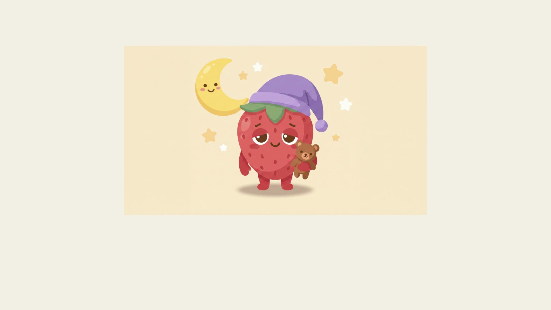 The fruutium Learn video: the mascot demonstrating a sleep lesson